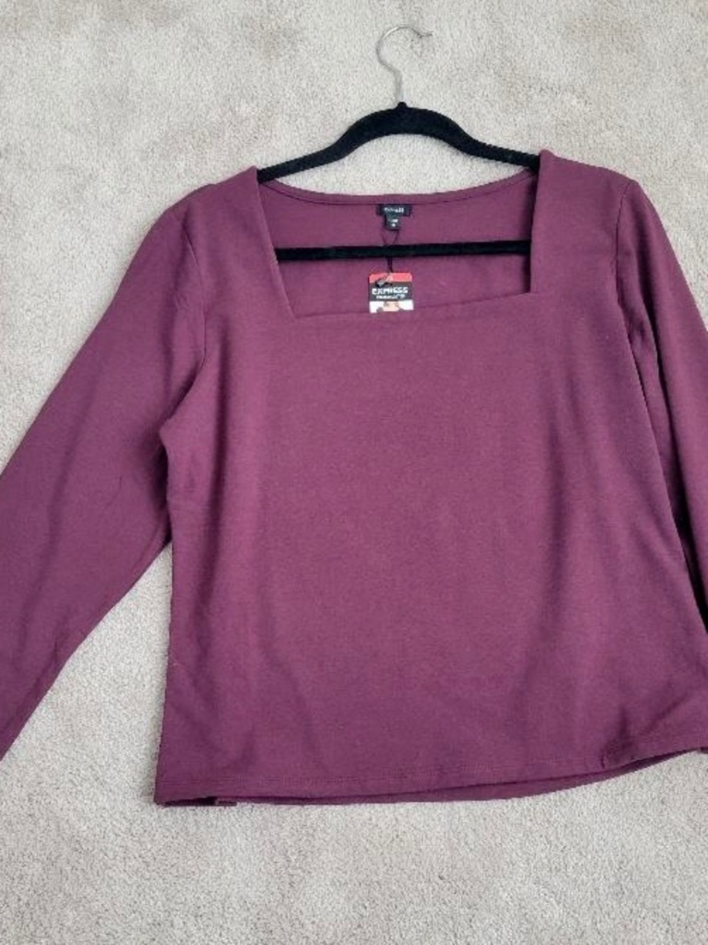 EXPRESS WOMEN’S SQUARE NECK TOP SIZE XL BURGUNDY